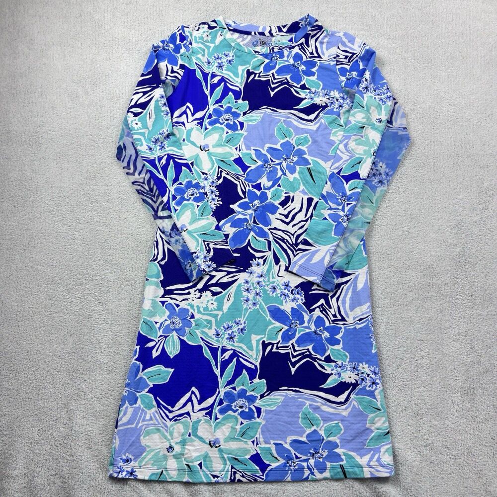 Ibkul Athleisure Tropical Blue Print Dress Golf Vacation Size XS UPF 50+ Sun Pro
